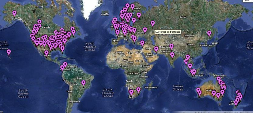 Map of Ferromit customers location